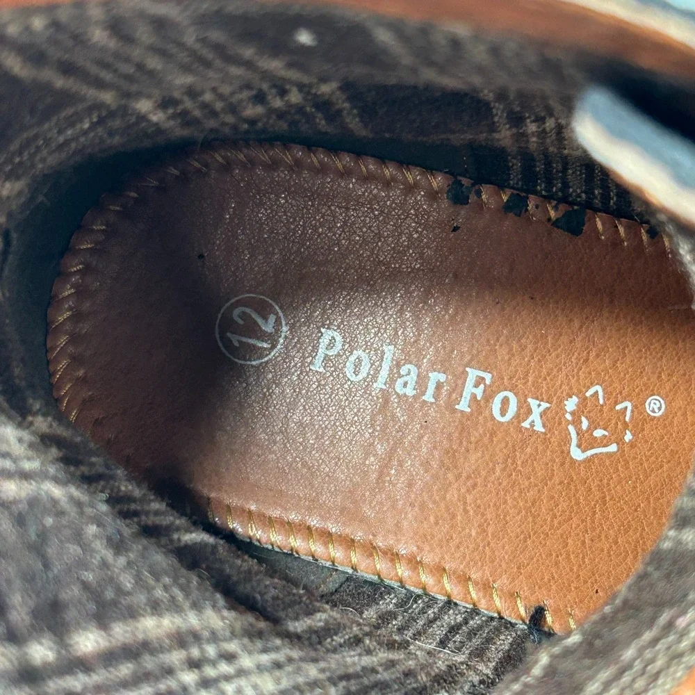 Polar Fox Mike Combat Boots Men's 12 Black Gray Lace Up + Side Zip + Buckle
